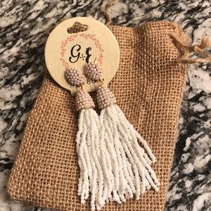 White beaded earrings